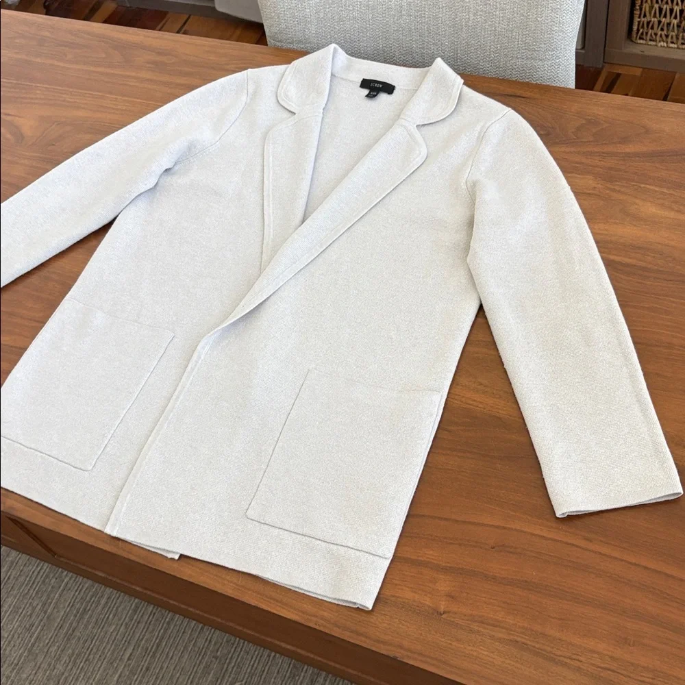 J. Crew Sophie open-front sweater-blazer in Light Gray Size XXS Fits Size XS